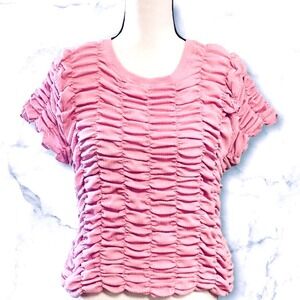 Anthropologie Ruched Baby Tee Shirt Cropped Women's XL in Lilac Purple/Pink